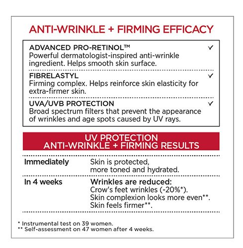 Cuidado facial Foto del dorso del envase de la crema diurna con FPS 30 Revitalift